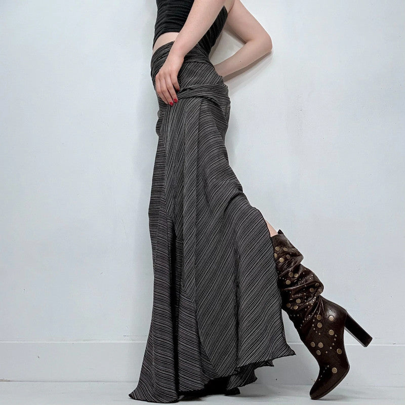 black pinstripe long maxi skirt