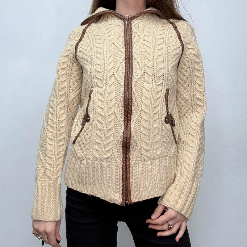 wool cable knit Diesel cardigan