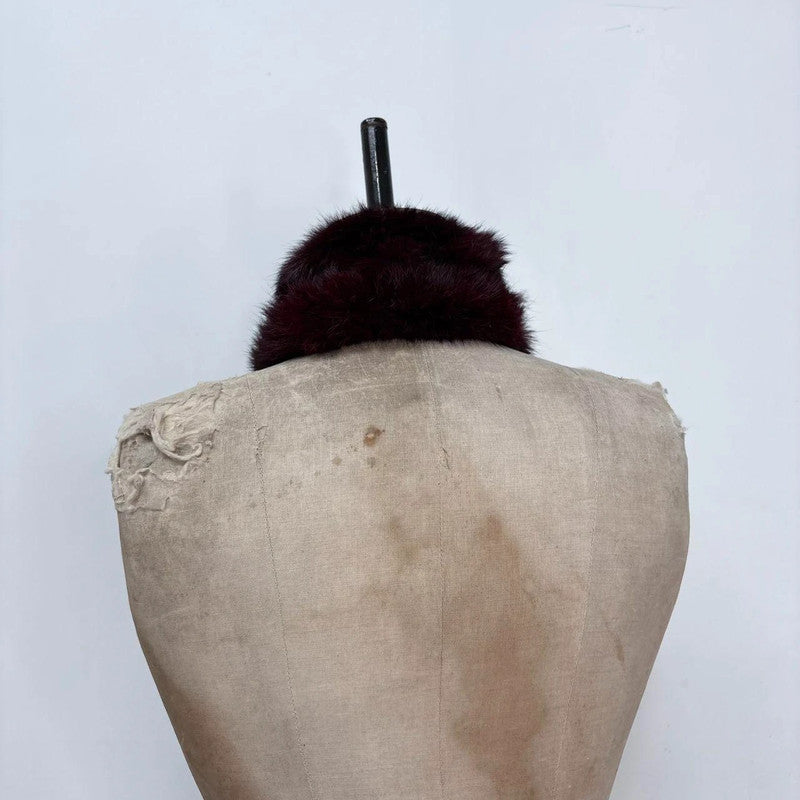 burgandy fur wrap scarf