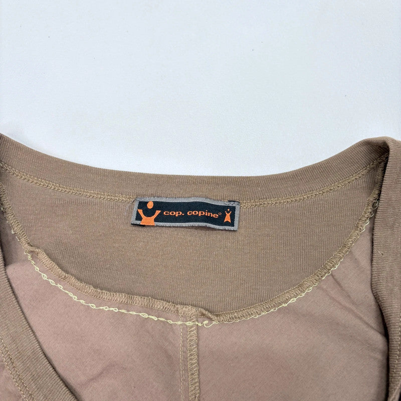Cop Copine brown asymmetric puff sleeve utility jacket