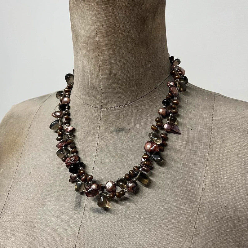 grunge pearl crystal necklace