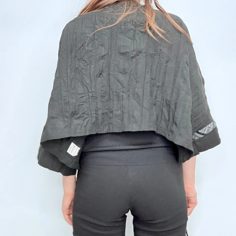 black crinkle slouchy wide sleeve jacket
