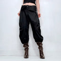 black structured barrel trousers