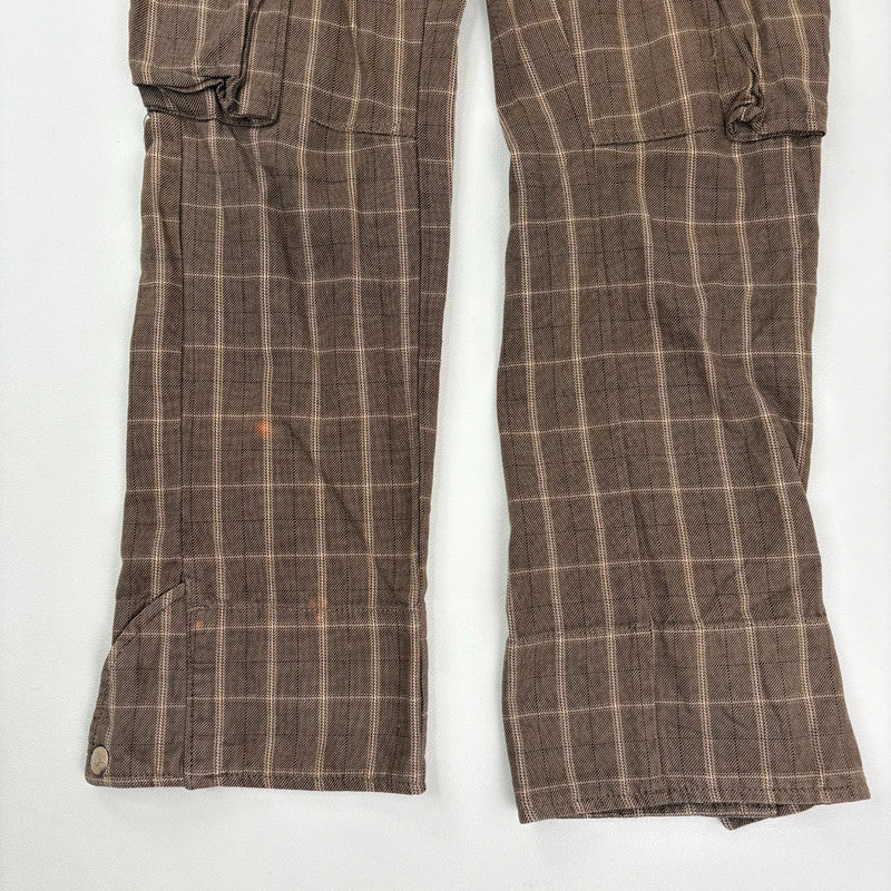 brown tartan Diesel straight leg utility trousers