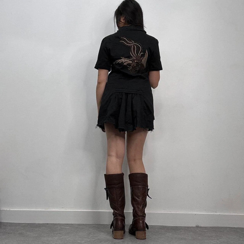 black cargo mini dress