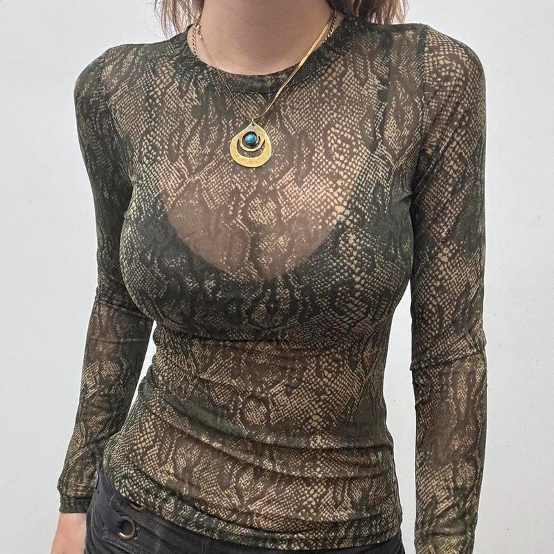 sheer grunge mesh snake tshirt