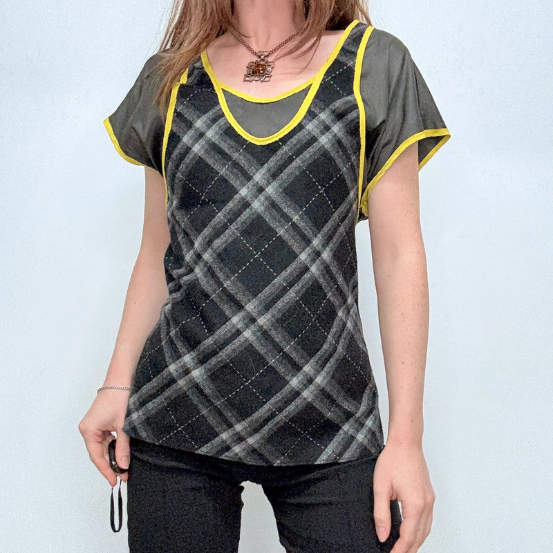tartan layered fitted shirt