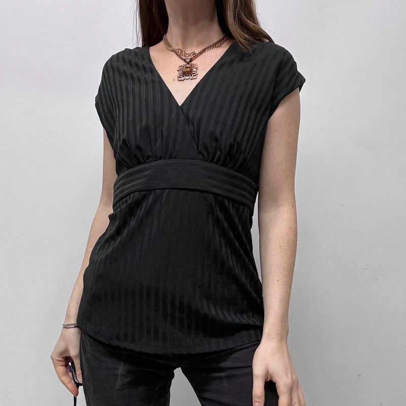 black ribbed pinstripe shirt