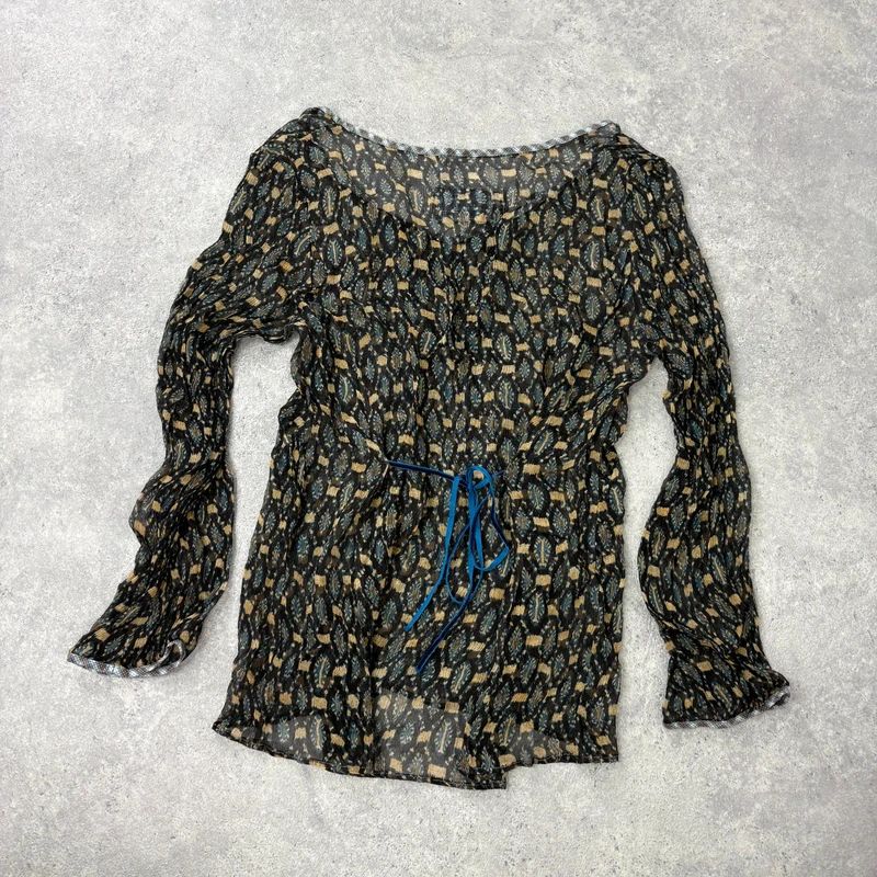 sheer polkadot silk blouse