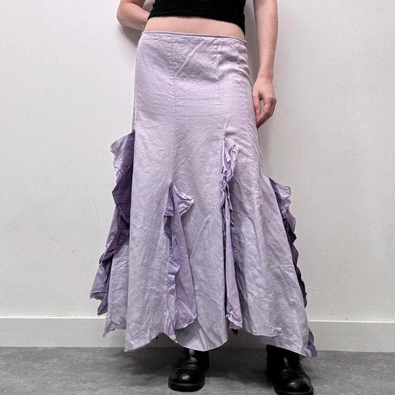 linen ruffle fairy maxi skirt