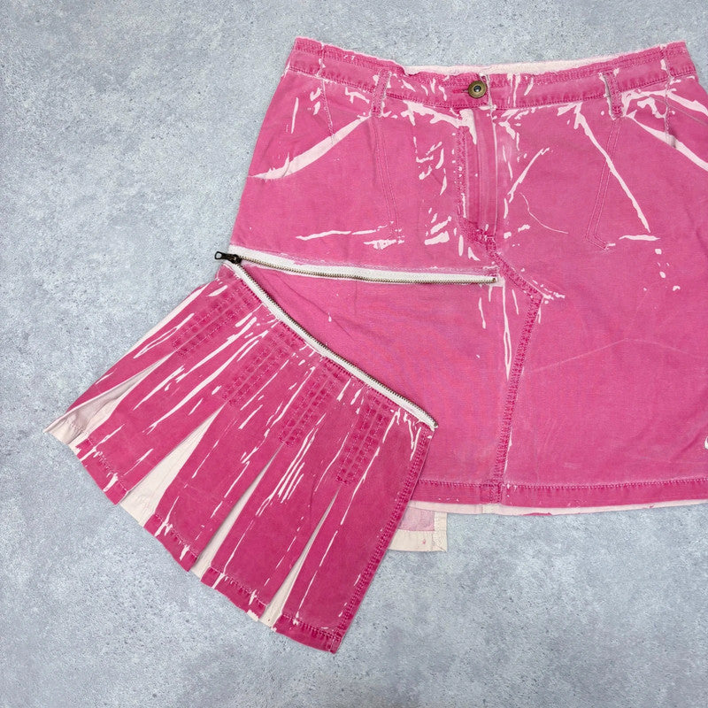 distressed asymmetric mini skirt