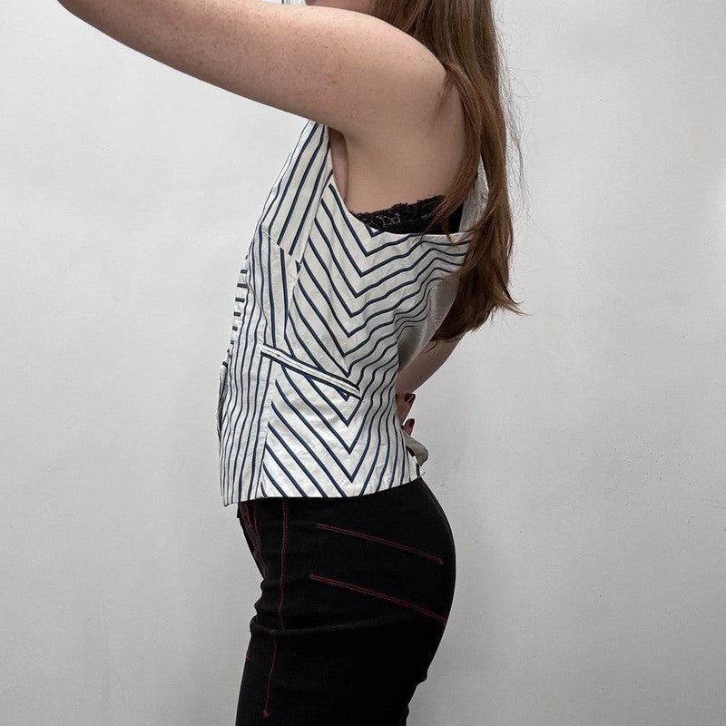fitted pinstripe fitted waistcoat