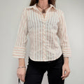 Pink and cream preppy cropped shirt
