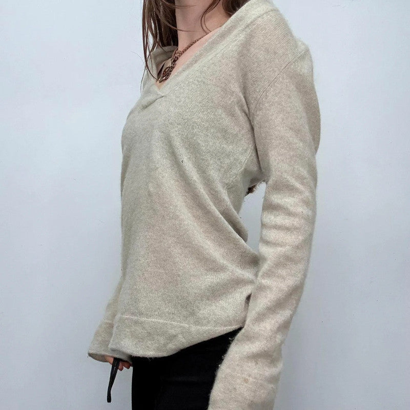grey slouchy wide neck knitted jumper
