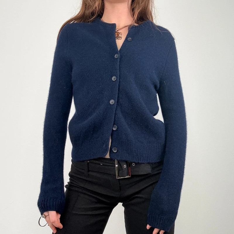 navy blue wool knitted cardigan
