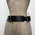 thick black leather buckle belt