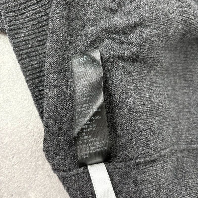 grey slouchy knit off-the-shoulder jumper, wool and silk blend