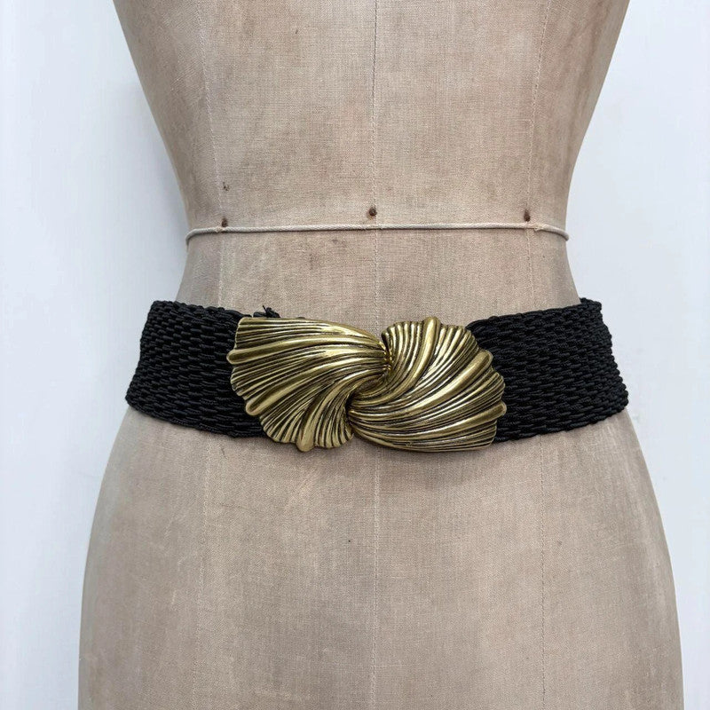 woven chunky gold metal belt