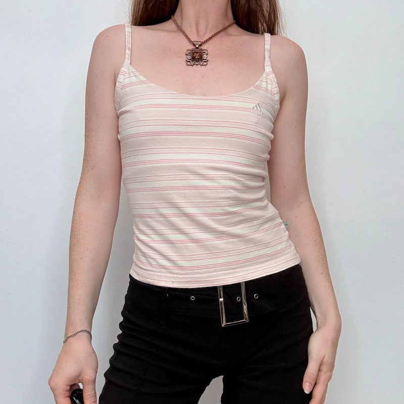 Adidas pink striped vest top