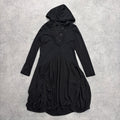 black gathered puff shirt dress