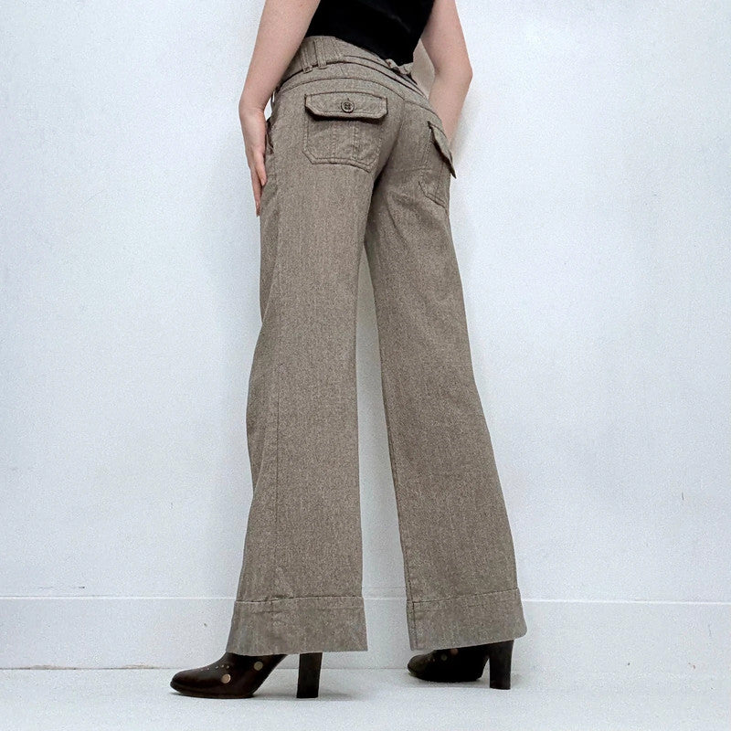 button corset waistband low rise suit pants
