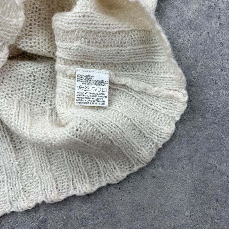 cream mohair knit slouch low neck jumper