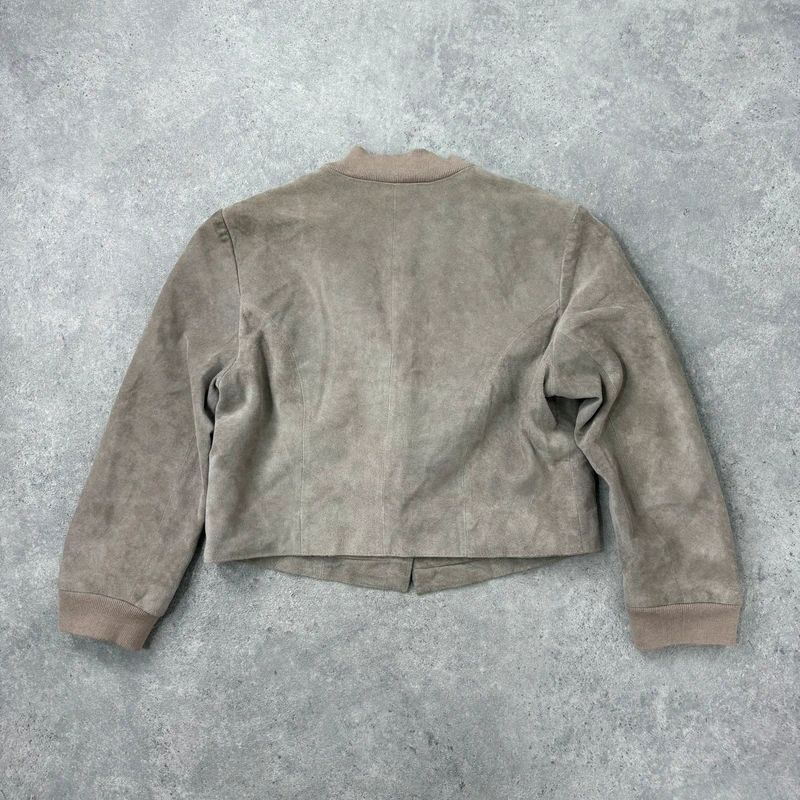 tan suede cropped boxy jacket