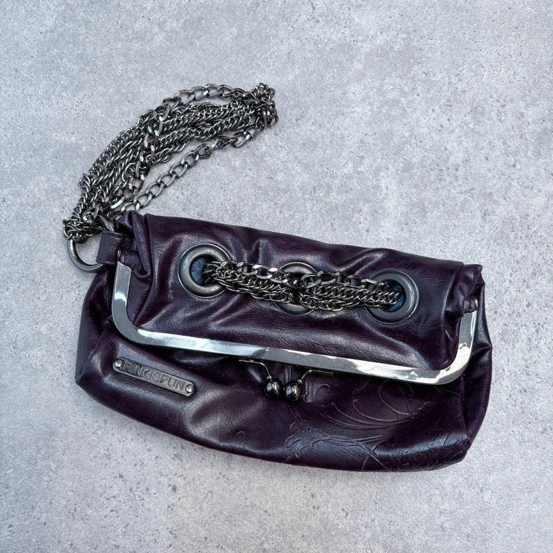 chain strap mini grunge clutch bag