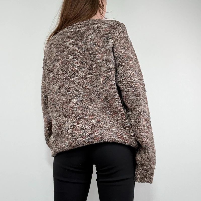 brown chunky knitted oversized jumper