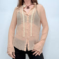 sheer crinkle silk lace blouse