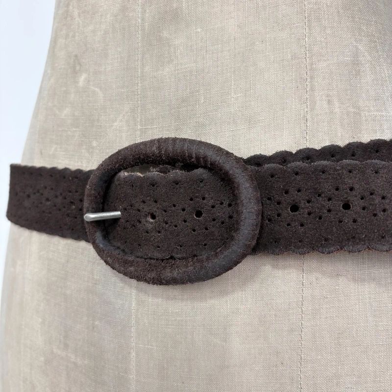 dark brown suede leather belt
