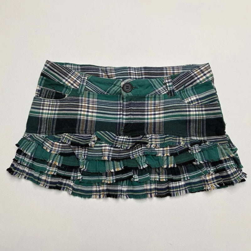pleated mini tartan skirt