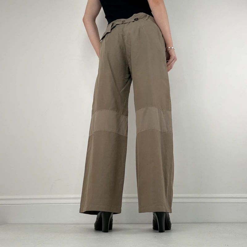 low rise khaki wide leg utility pants