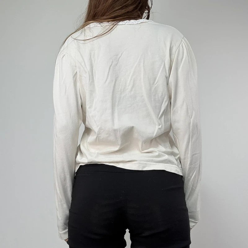 White cotton lace crochet Laura Ashley shirt