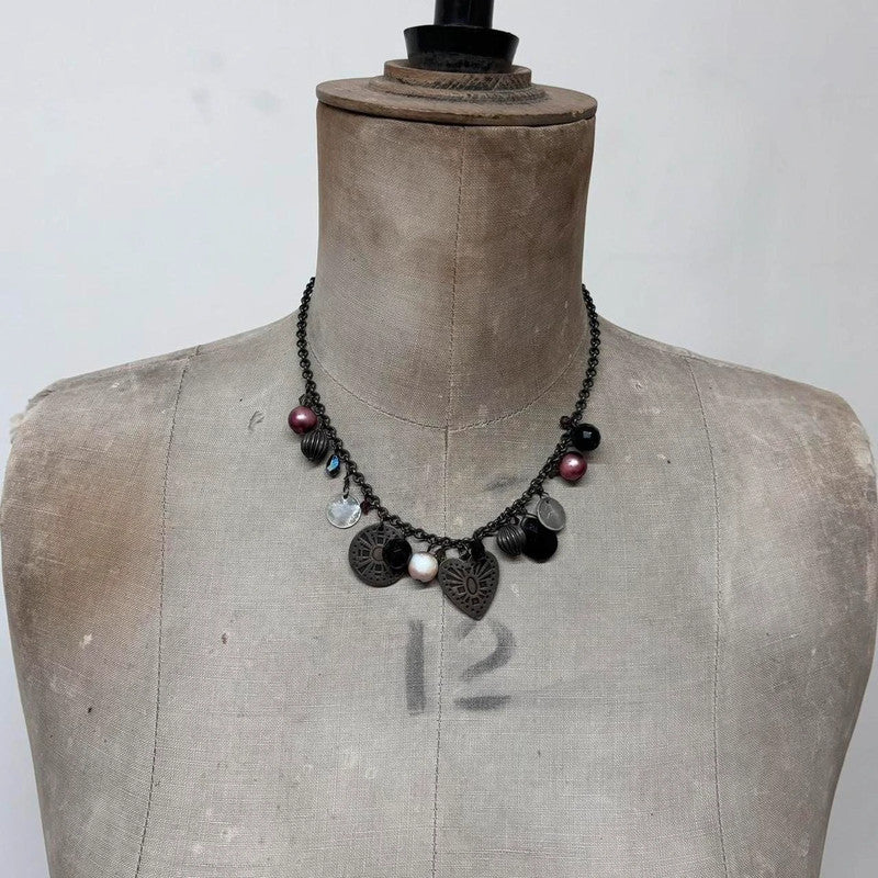 beaded charm necklace