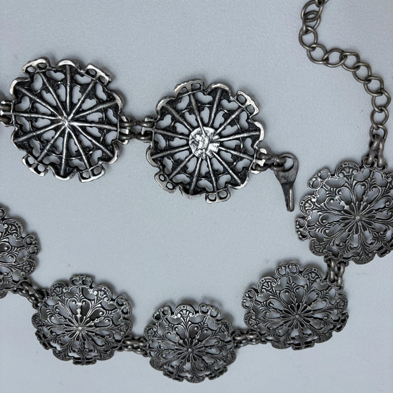 chunky silver metal waist chain belt