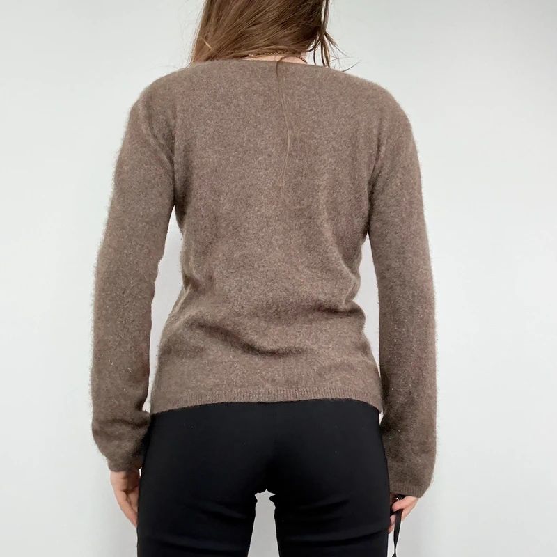 Kujten brown cashmere fluffy cardigan