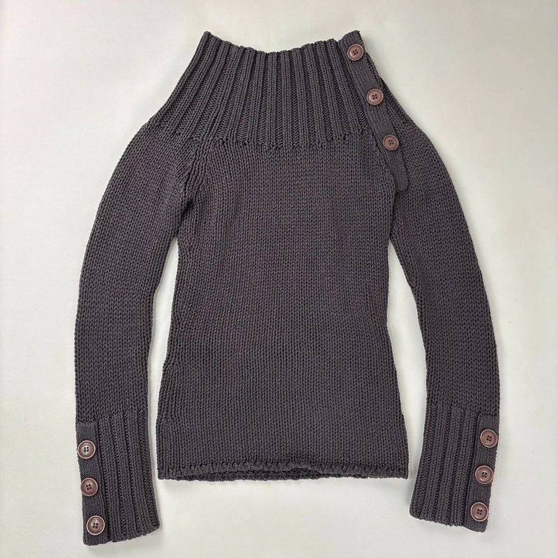 chunky knit ribbed funnel neck jumper