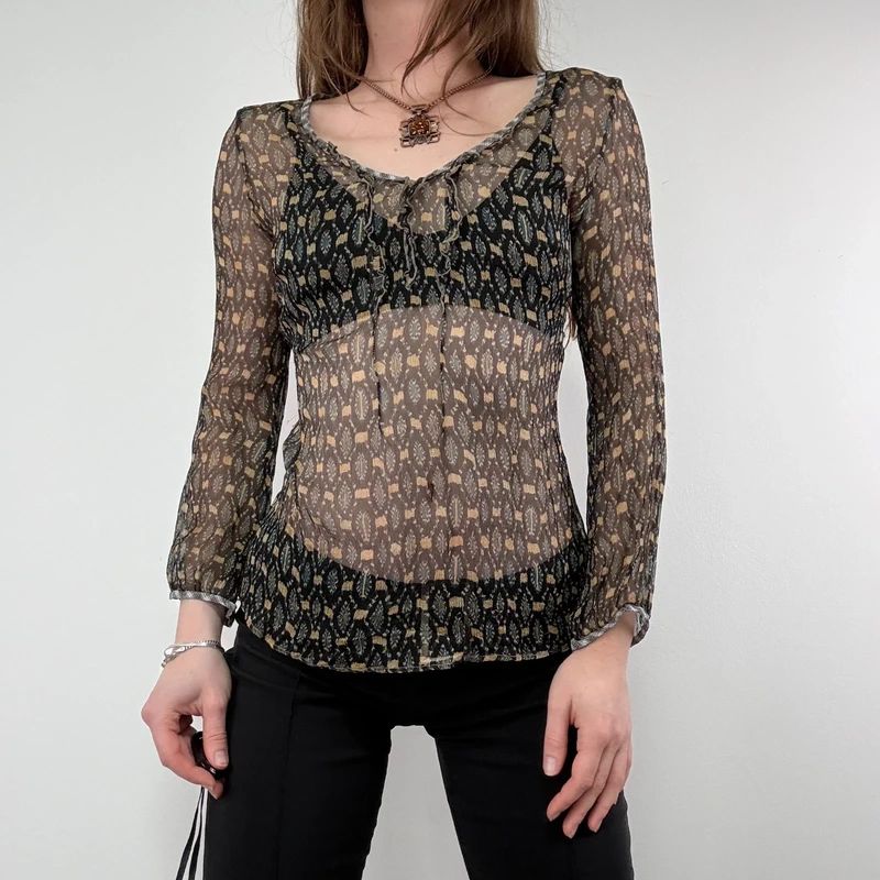 sheer polkadot silk blouse