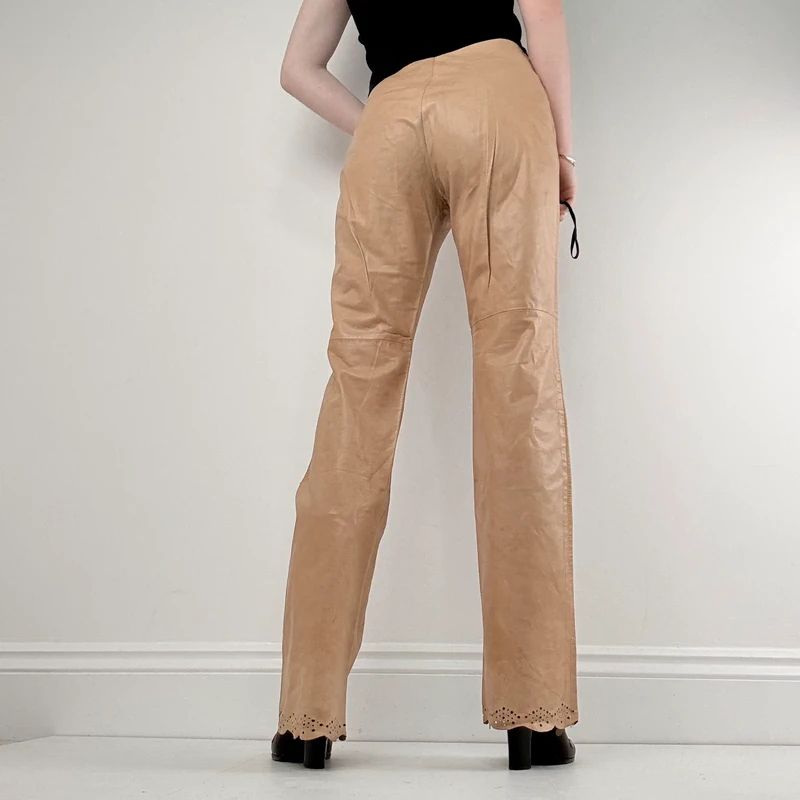 Joseph tan leather stright leg trousers