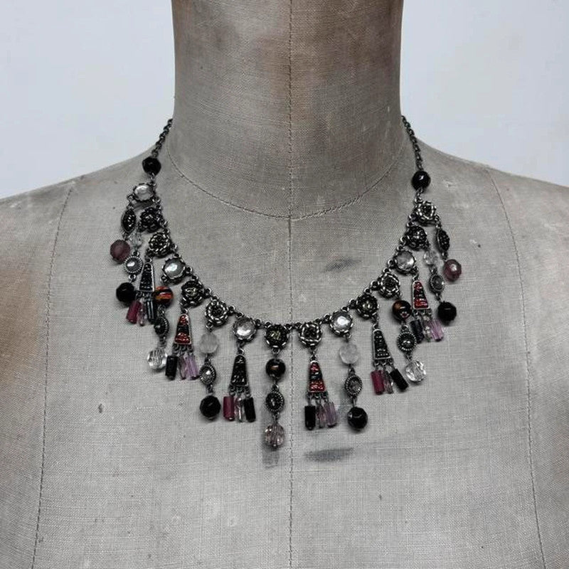 Delicate beaded charm necklace