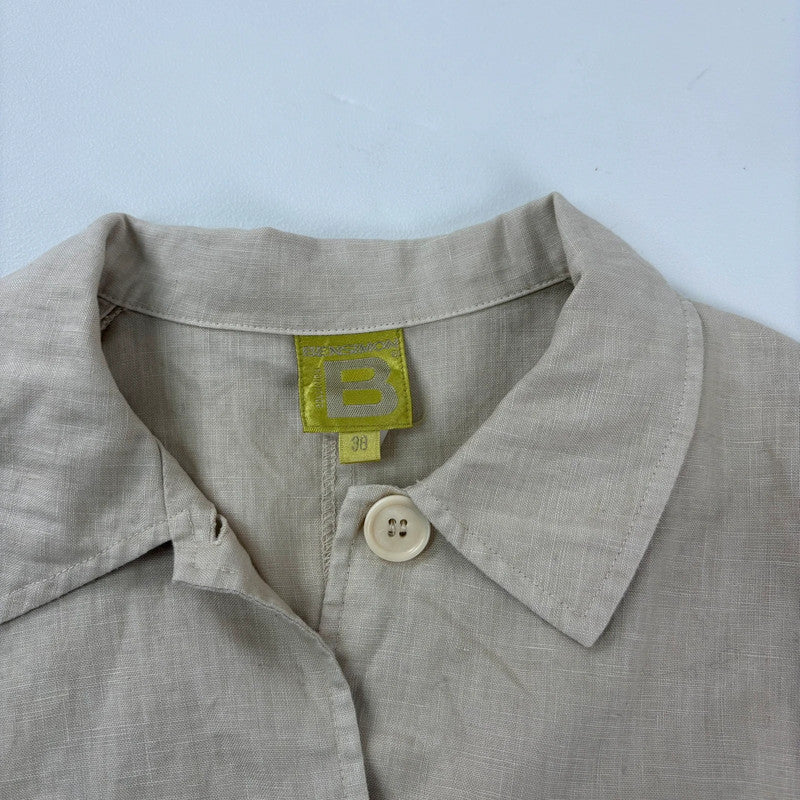 tan linen button chore jacket