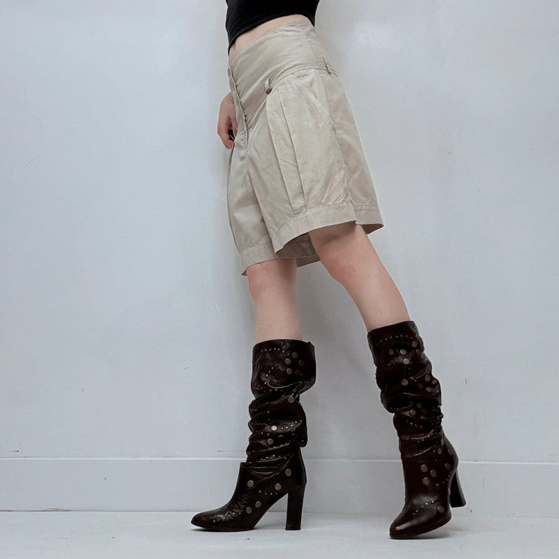 Cop Copine high rise corset style pleated shorts