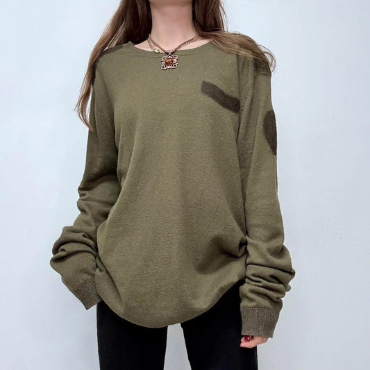 khaki wool knitted military jumper