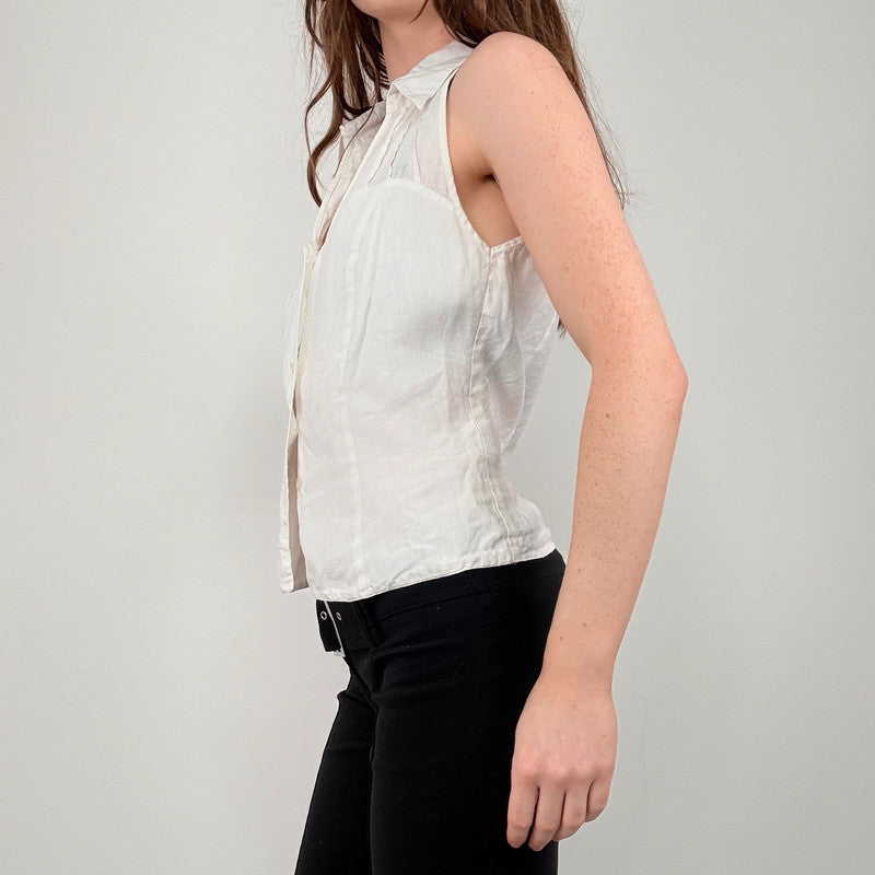 white linen Anne Fontaine vest