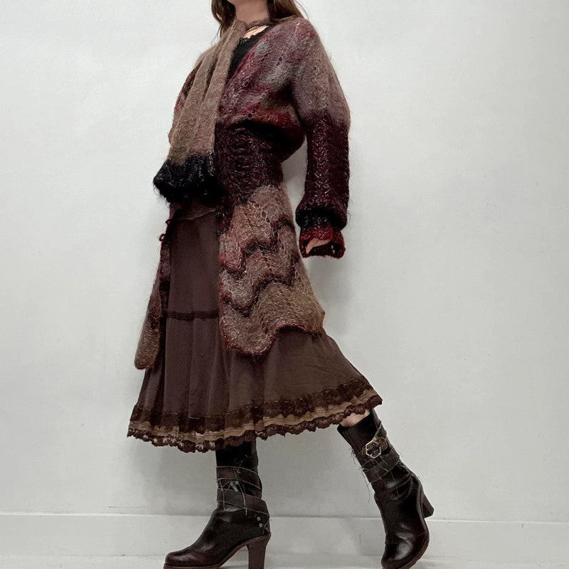 sheer mohair knit long cardigan