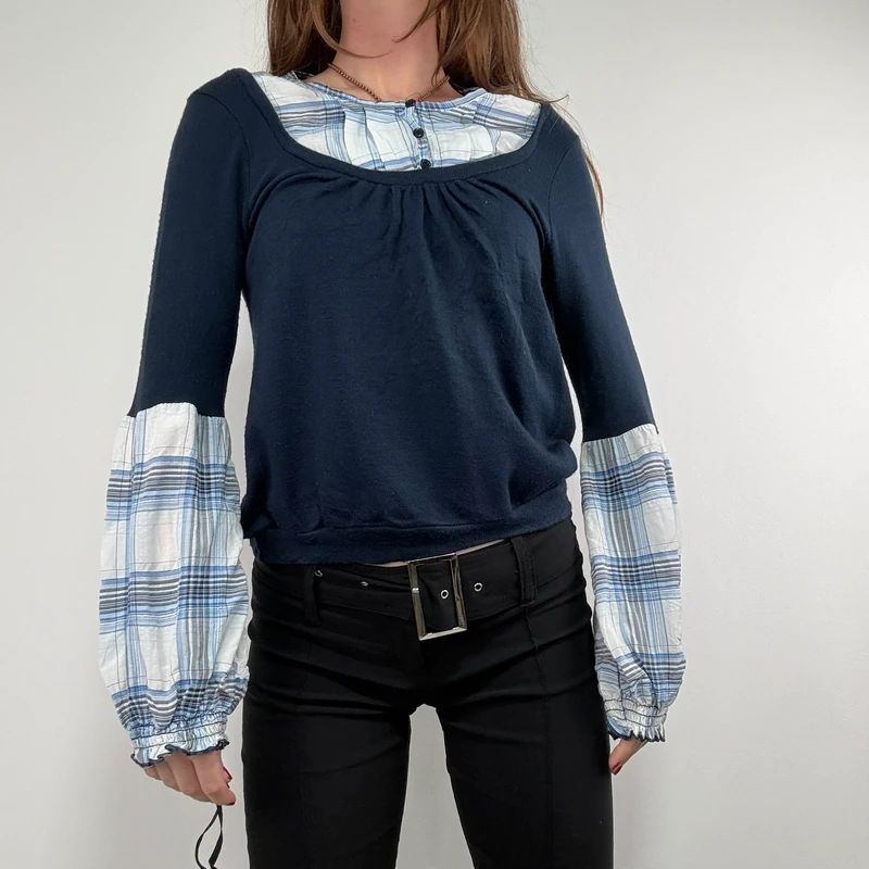 navy layered shirt jumper