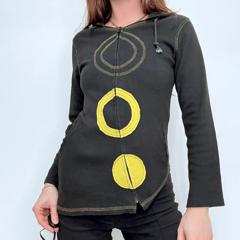 Black asymmetric hippie grunge hoodie