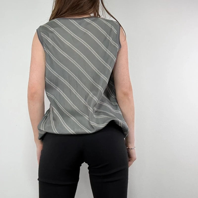 pinstripe silk slouchy grey vest top