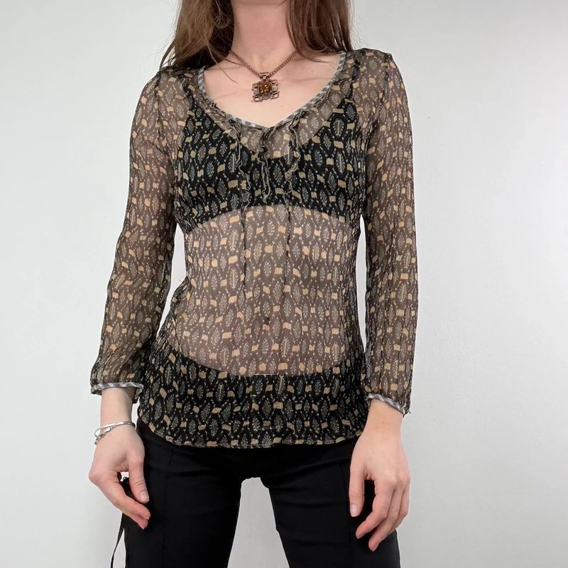 sheer polkadot silk blouse